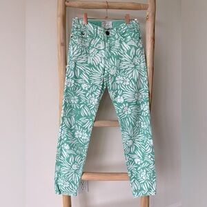 DVF ❤️ Current/Elliott Classic Skinny Painted Floral in Mint Denim Jeans 26